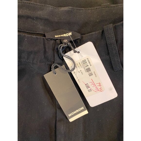 Monroe Women's Wide Leg Chino Pant Black Crop Ankle Length Size XS NWT $188 - Picture 7 of 10